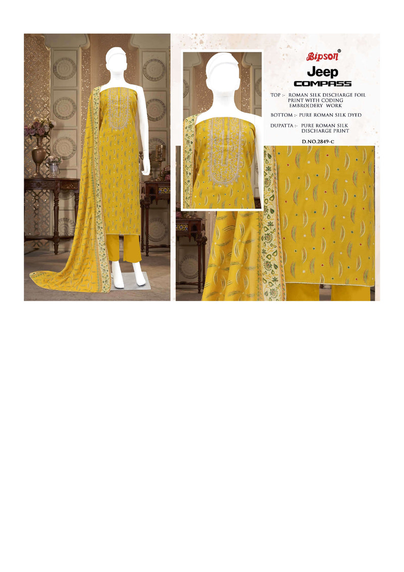 Bipson Jeep Compass 2849 Silk Discharge Print Fancy Salwar Suit