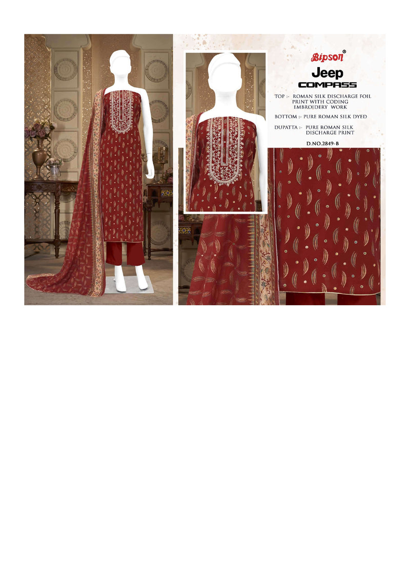 Bipson Jeep Compass 2849 Silk Discharge Print Fancy Salwar Suit