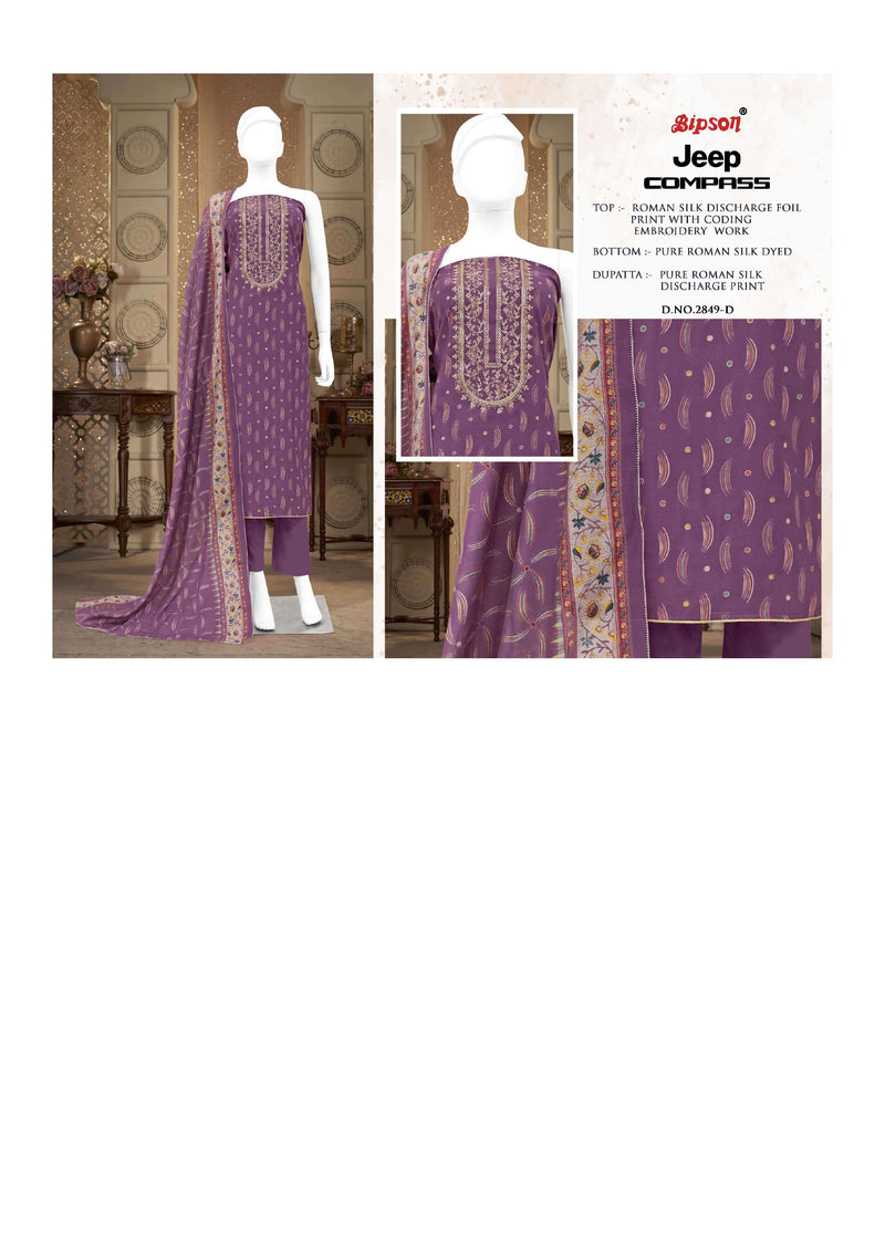 Bipson Jeep Compass 2849 Silk Discharge Print Fancy Salwar Suit