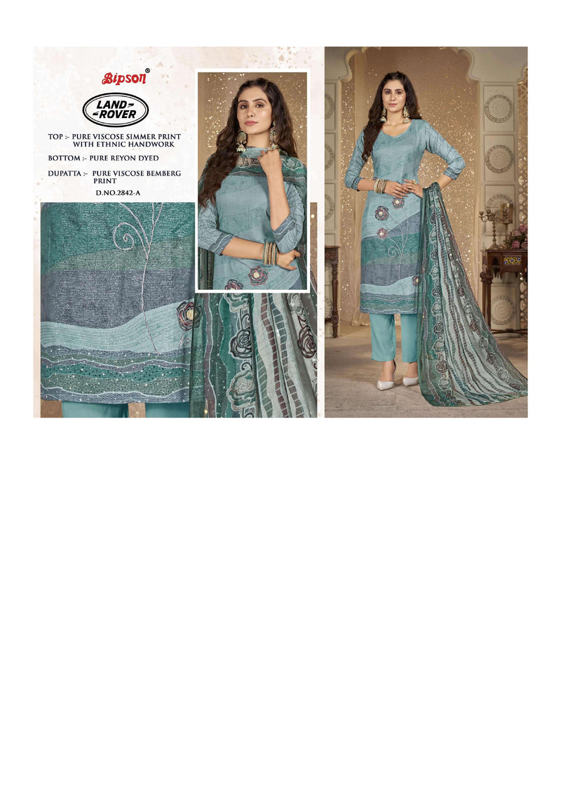 Bipson Land Rover 2842 Viscose Simmer Print Ethnic Handwork Fancy Salwar Kameez