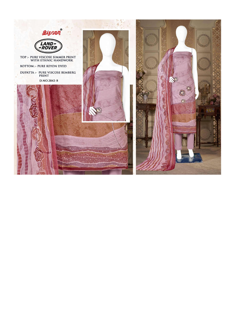 Bipson Land Rover 2842 Viscose Simmer Print Ethnic Handwork Fancy Salwar Kameez