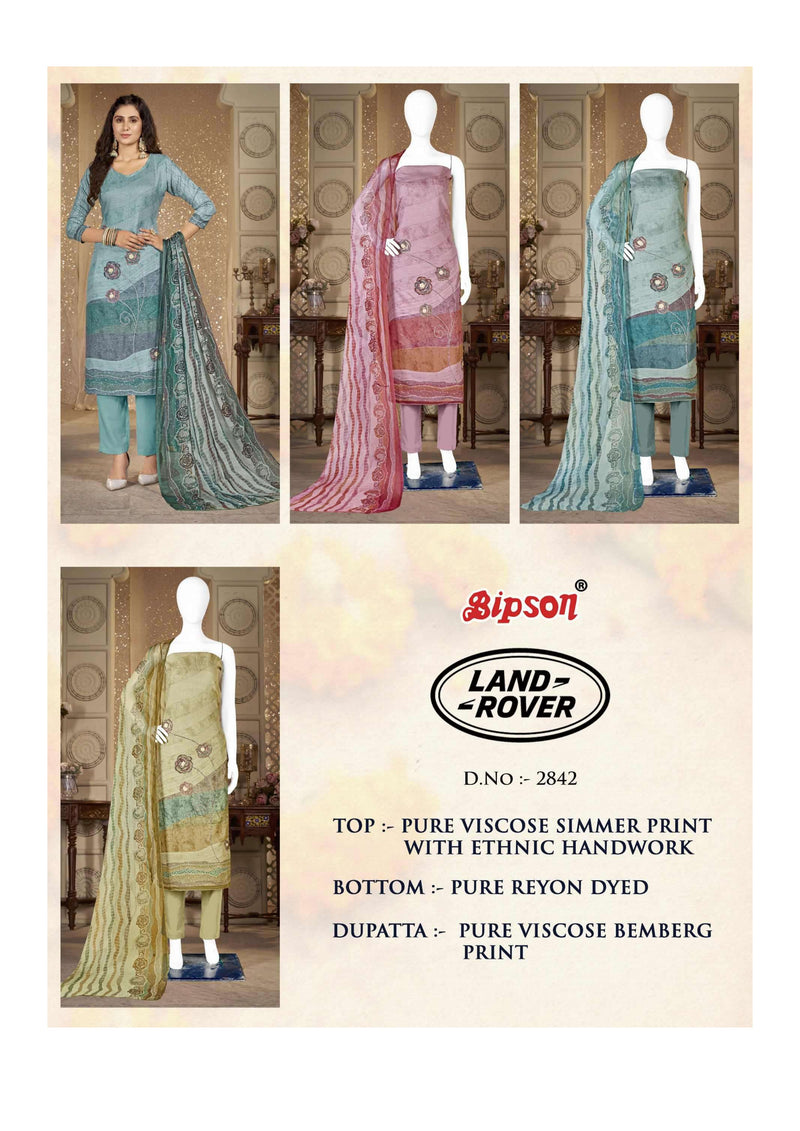 Bipson Land Rover 2842 Viscose Simmer Print Ethnic Handwork Fancy Salwar Kameez