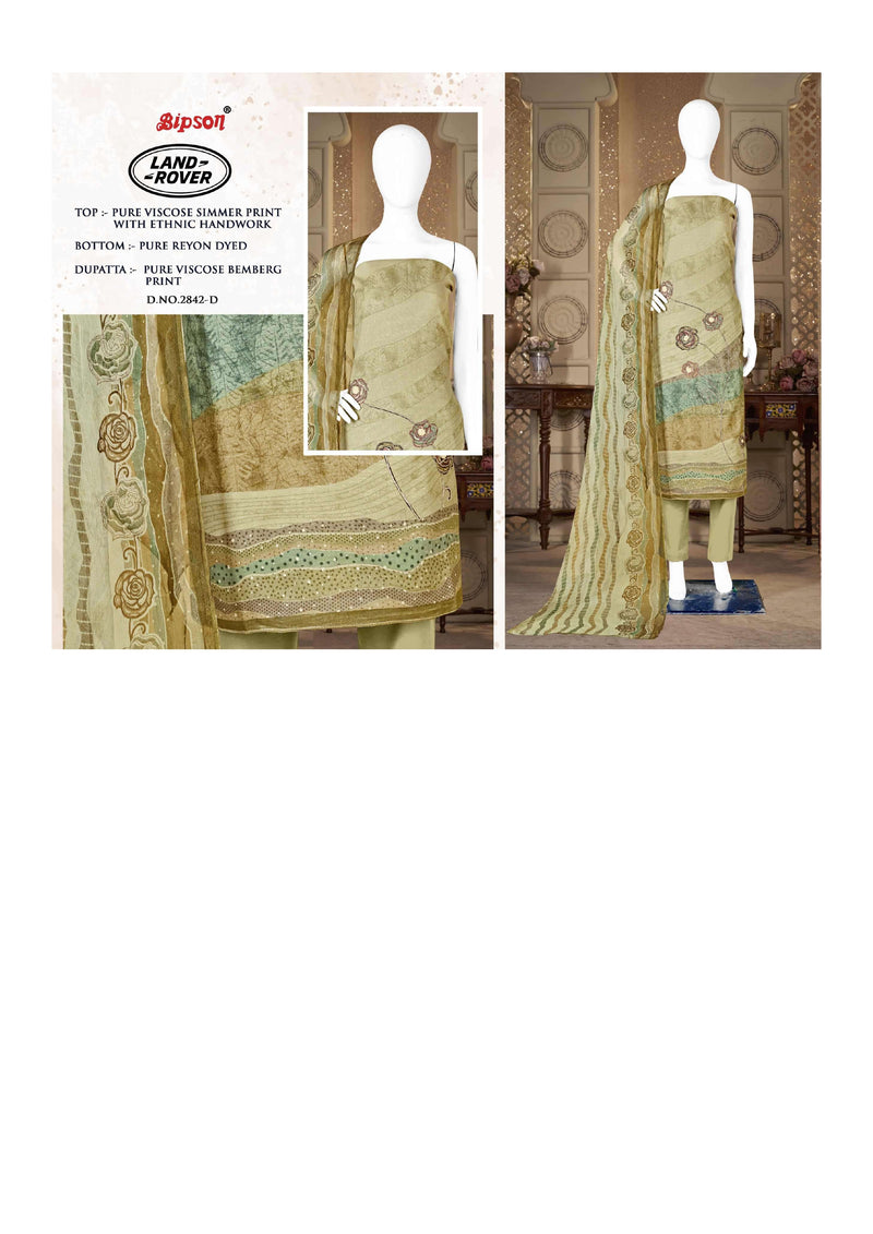 Bipson Land Rover 2842 Viscose Simmer Print Ethnic Handwork Fancy Salwar Kameez
