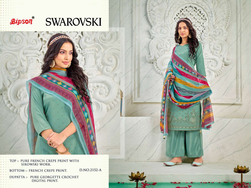 Bipson Swarovski 2152 2154 Crape Print With Work Premium Suit Materials