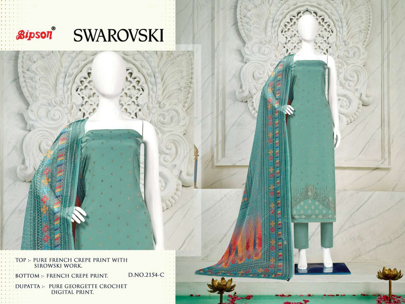 Bipson Swarovski 2152 2154 Crape Print With Work Premium Suit Materials