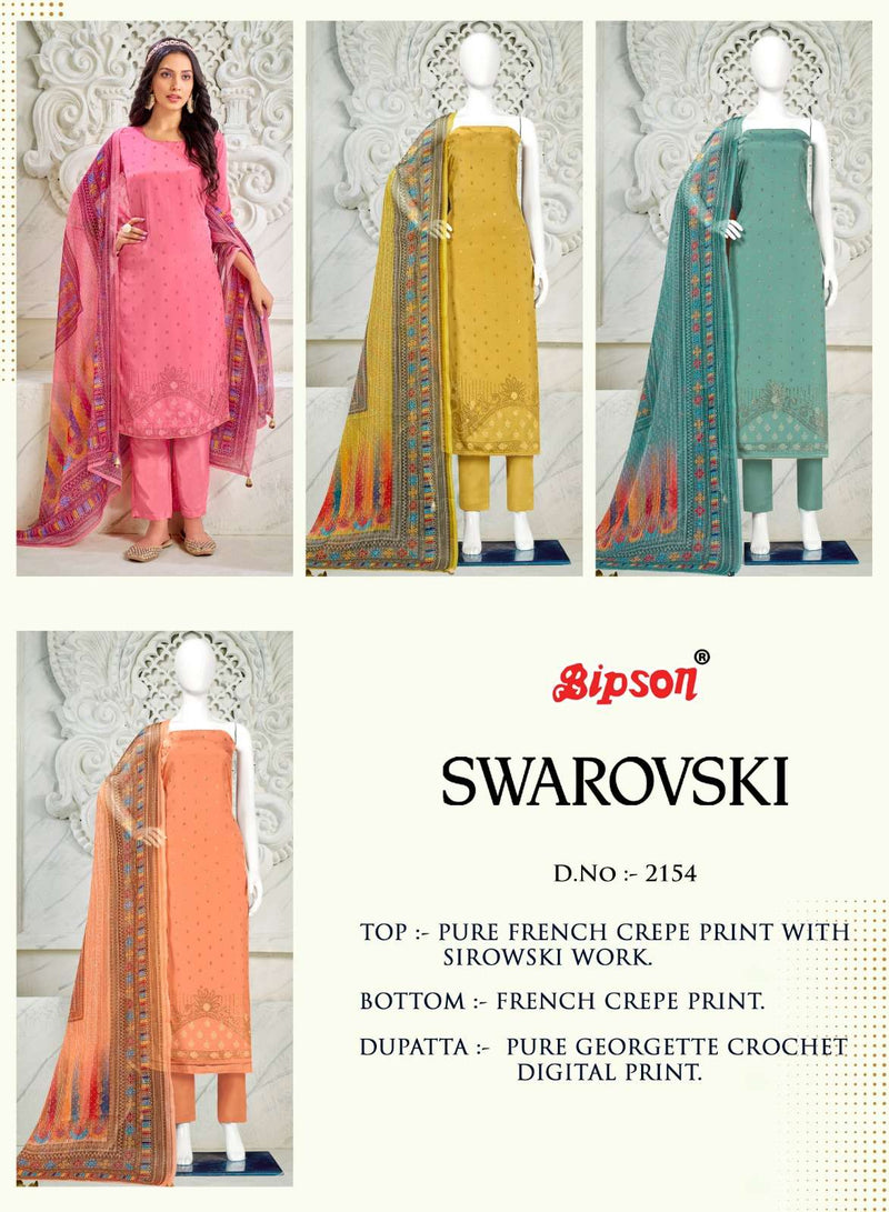 Bipson Swarovski 2152 2154 Crape Print With Work Premium Suit Materials