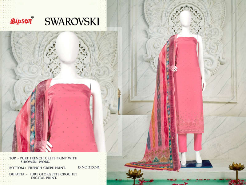 Bipson Swarovski 2152 2154 Crape Print With Work Premium Suit Materials