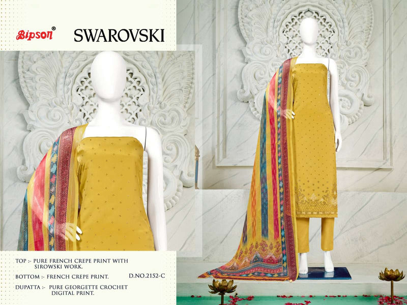 Bipson Swarovski 2152 2154 Crape Print With Work Premium Suit Materials