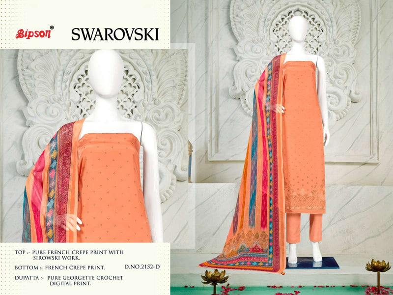 Bipson Swarovski 2152 2154 Crape Print With Work Premium Suit Materials