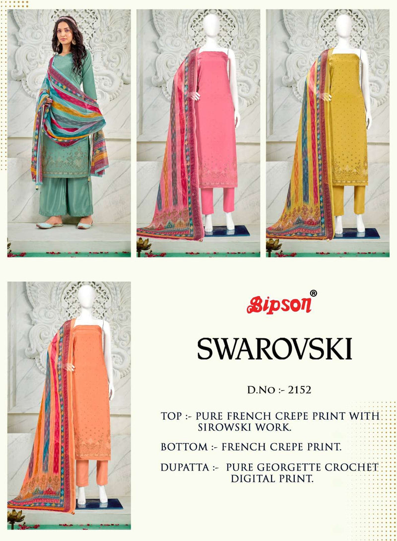 Bipson Swarovski 2152 2154 Crape Print With Work Premium Suit Materials
