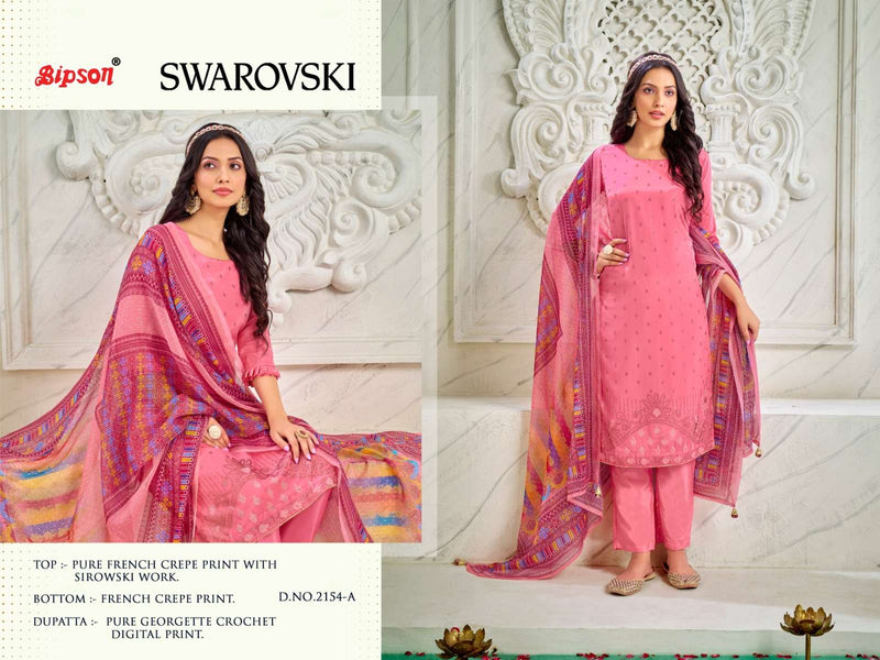 Bipson Swarovski 2152 2154 Crape Print With Work Premium Suit Materials