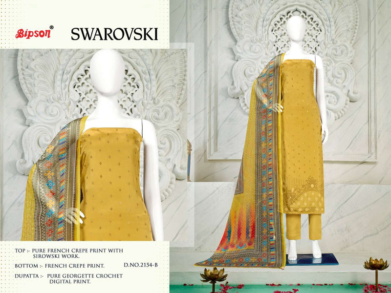 Bipson Swarovski 2152 2154 Crape Print With Work Premium Suit Materials