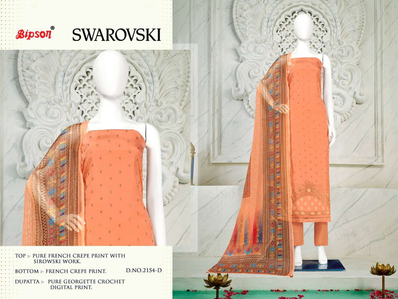 Bipson Swarovski 2152 2154 Crape Print With Work Premium Suit Materials
