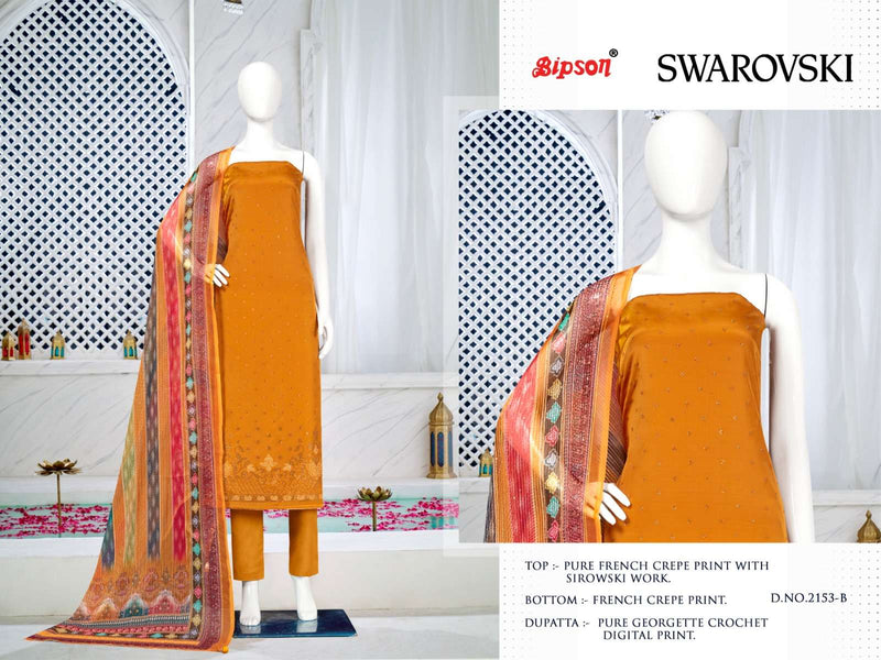 Bipson Swarovski 2153-2155 Amazing Work Unstitch Salwar Kameez With Digital Print Dupatta
