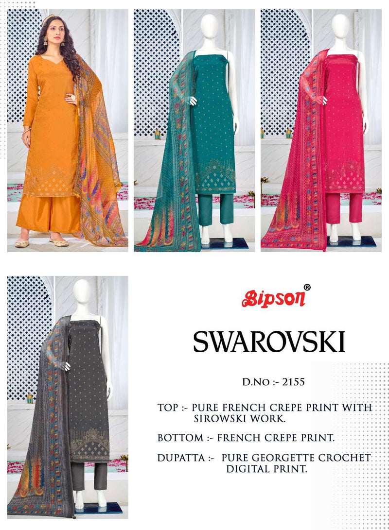 Bipson Swarovski 2153-2155 Amazing Work Unstitch Salwar Kameez With Digital Print Dupatta
