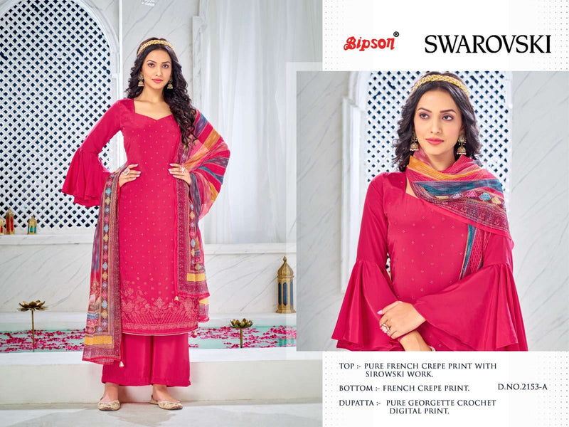 Bipson Swarovski 2153-2155 Amazing Work Unstitch Salwar Kameez With Digital Print Dupatta