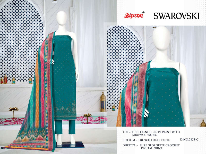 Bipson Swarovski 2153-2155 Amazing Work Unstitch Salwar Kameez With Digital Print Dupatta