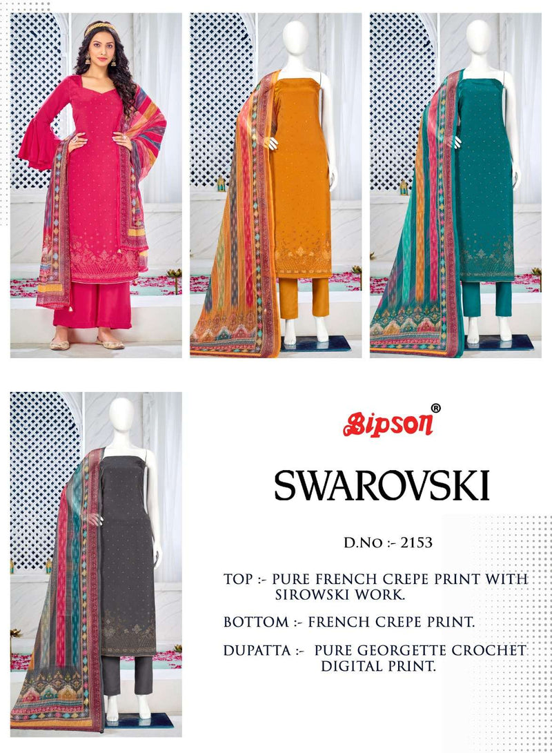Bipson Swarovski 2153-2155 Amazing Work Unstitch Salwar Kameez With Digital Print Dupatta