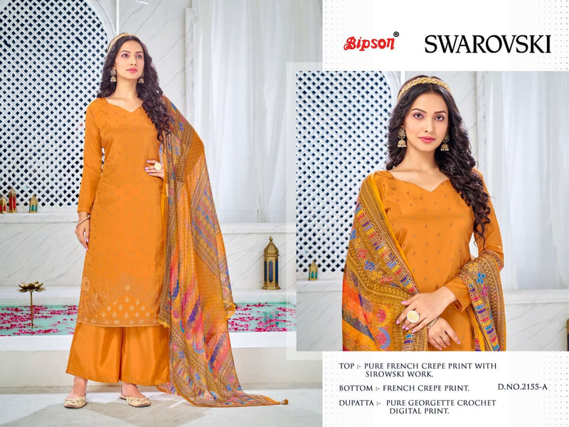 Bipson Swarovski 2153-2155 Amazing Work Unstitch Salwar Kameez With Digital Print Dupatta
