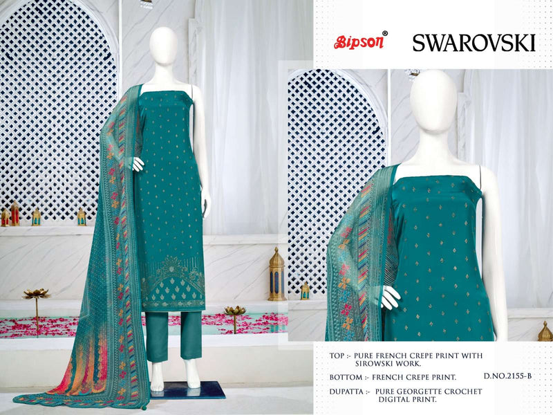 Bipson Swarovski 2153-2155 Amazing Work Unstitch Salwar Kameez With Digital Print Dupatta