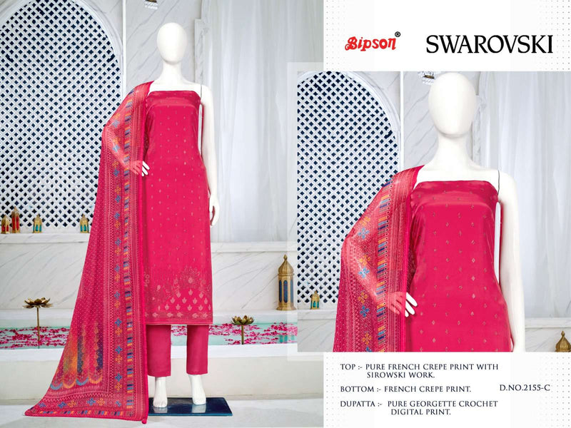 Bipson Swarovski 2153-2155 Amazing Work Unstitch Salwar Kameez With Digital Print Dupatta