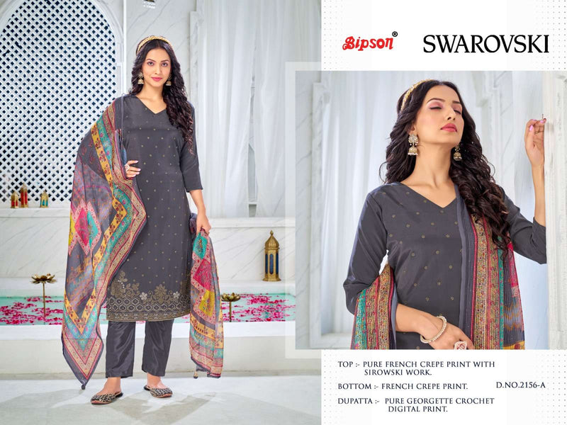 Bipson Swarovski 2156-2158 Premium Designer Work Unstitch Salwar Kameez With Digital Dupatta