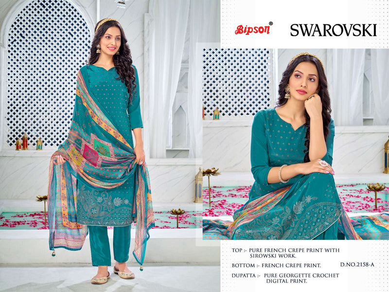 Bipson Swarovski 2156-2158 Premium Designer Work Unstitch Salwar Kameez With Digital Dupatta