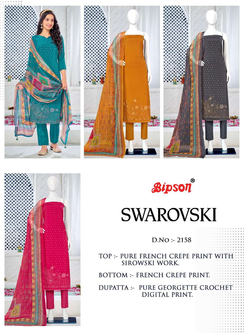 Bipson Swarovski 2156-2158 Premium Designer Work Unstitch Salwar Kameez With Digital Dupatta