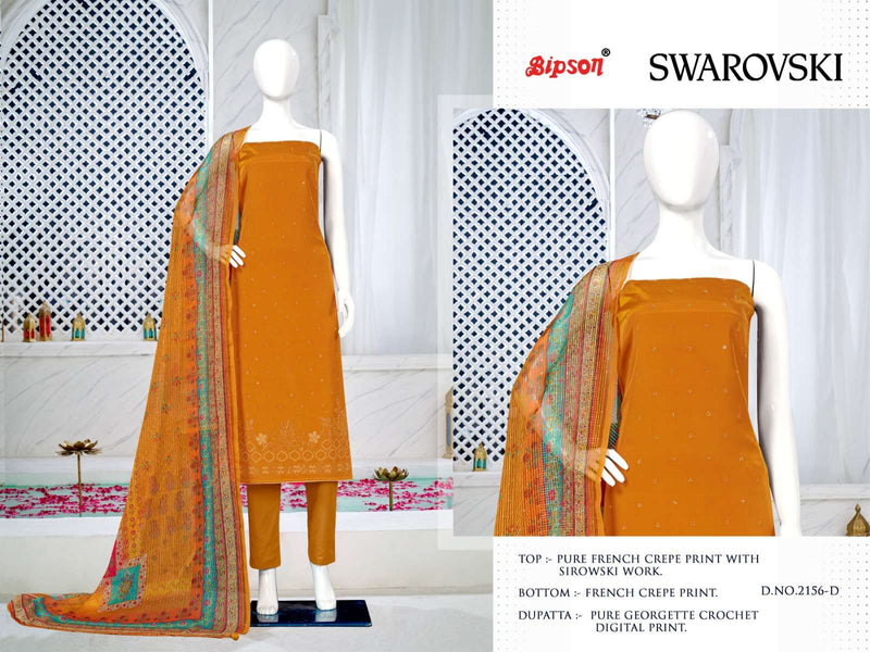Bipson Swarovski 2156-2158 Premium Designer Work Unstitch Salwar Kameez With Digital Dupatta