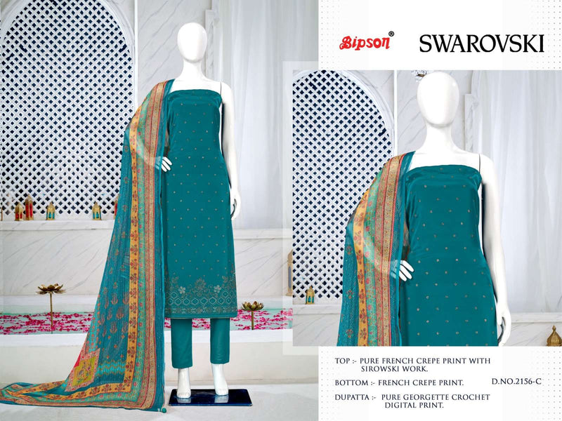 Bipson Swarovski 2156-2158 Premium Designer Work Unstitch Salwar Kameez With Digital Dupatta