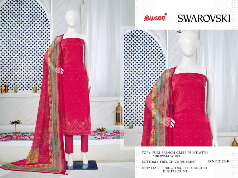Bipson Swarovski 2156-2158 Premium Designer Work Unstitch Salwar Kameez With Digital Dupatta