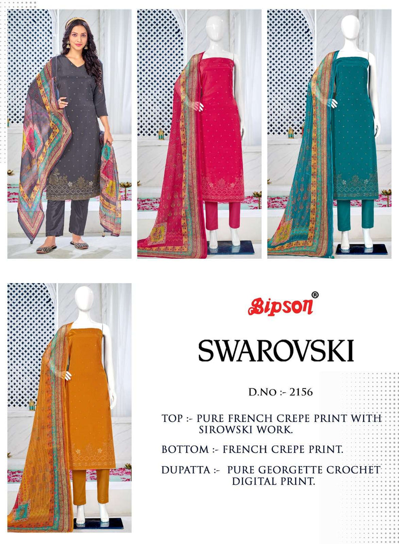 Bipson Swarovski 2156-2158 Premium Designer Work Unstitch Salwar Kameez With Digital Dupatta