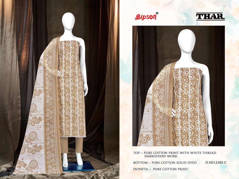 Bipson Thar 2182 Amazing White Thread Work Salwar Kameez Material