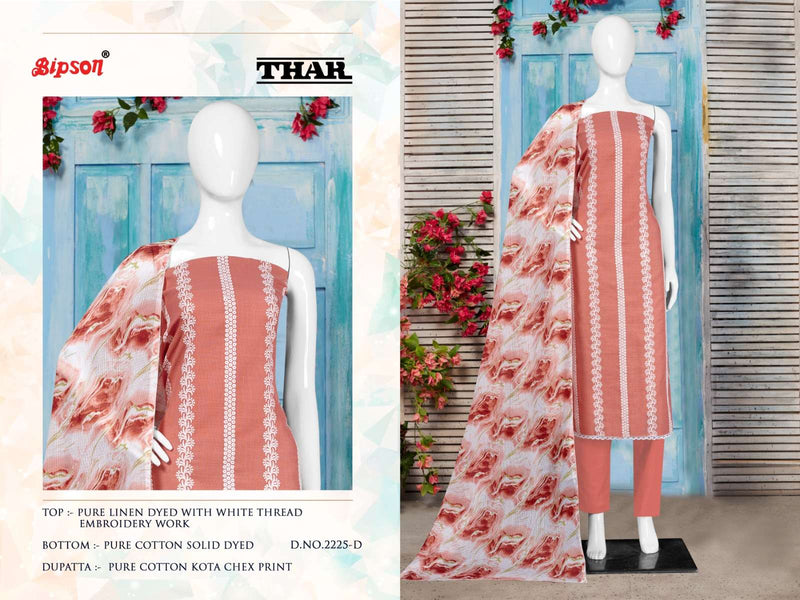 Bipson Thar 2225-2226 Dyed With White Thread Work Adorable Dress Material