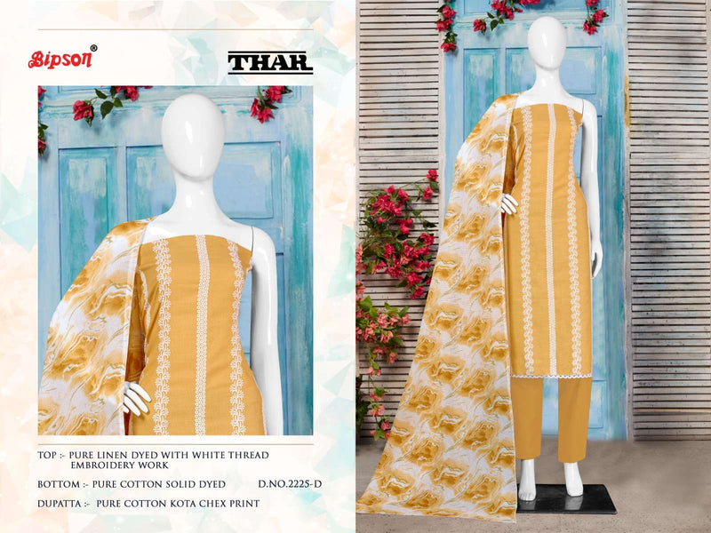Bipson Thar 2225-2226 Dyed With White Thread Work Adorable Dress Material