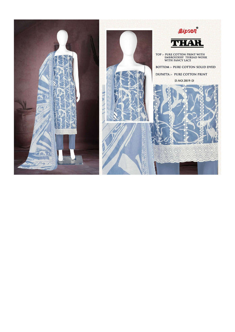 Bipson Thar 2819 Cotton Print  Embroidery Thread Work Daily Wear Salwar Suit