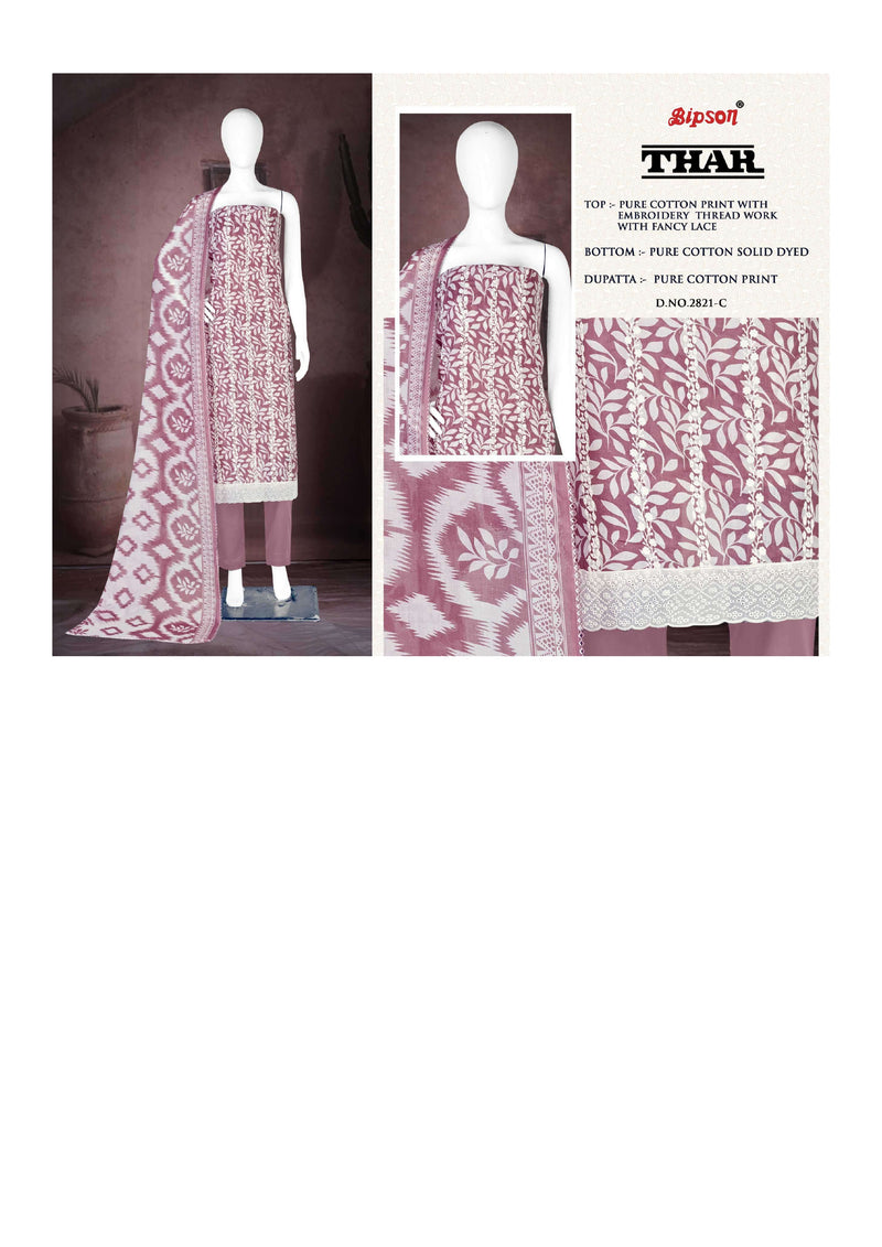 Bipson Thar 2821 Cotton Print  Embroidery Thread Work Daily Wear Salwar Suit