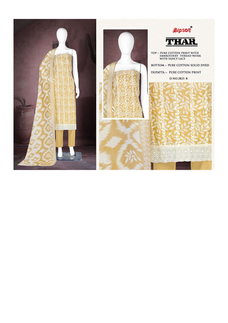 Bipson Thar 2821 Cotton Print  Embroidery Thread Work Daily Wear Salwar Suit