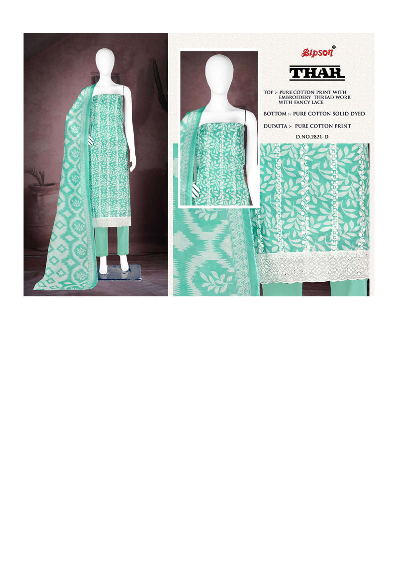 Bipson Thar 2821 Cotton Print  Embroidery Thread Work Daily Wear Salwar Suit