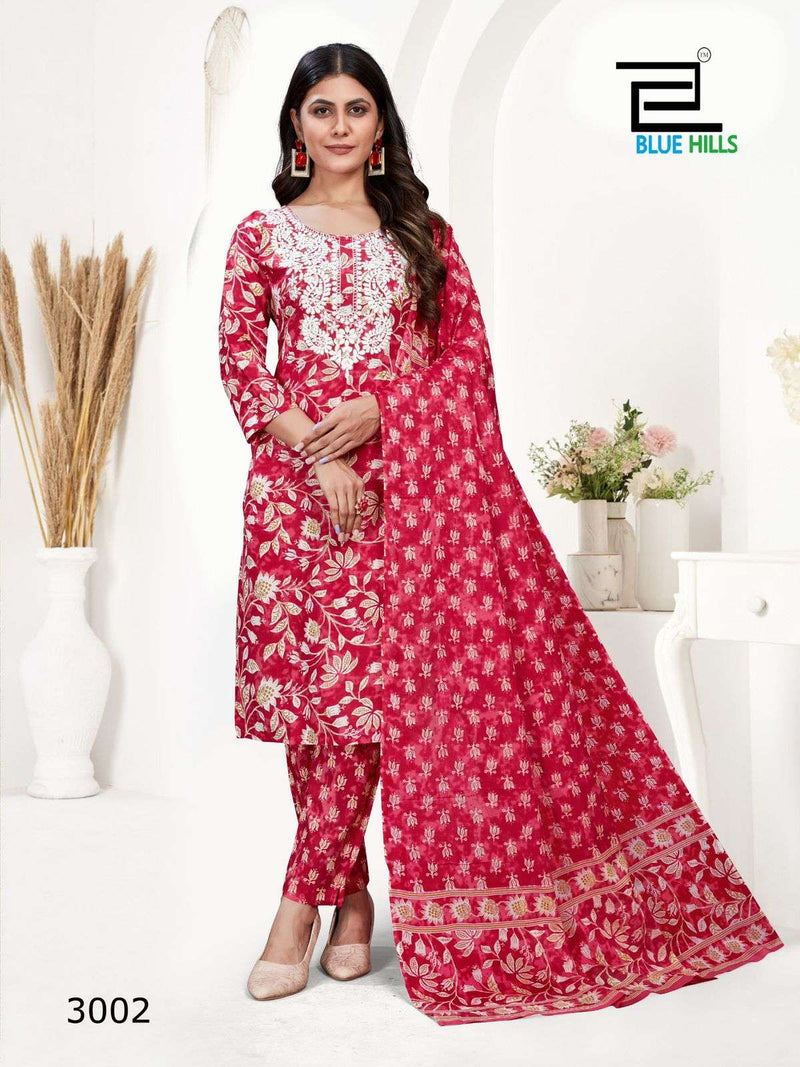 Blue Hills Kanika Vol 3 Cotton White Thread Emboidary Casual Wear Kurti Combo Set