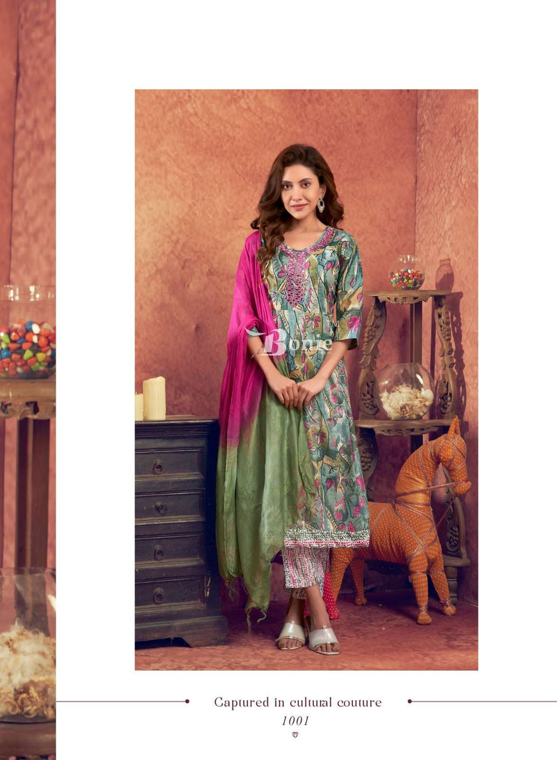 Bonie Aneri Vol 3 Capsule Anarkali Kurti Pant Dupatta Set