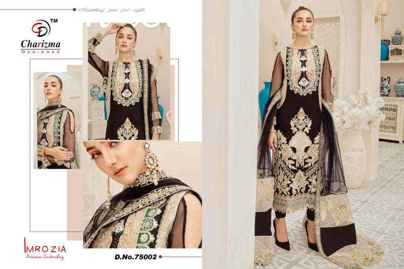 Charizma Designer Imrozia Georgette Net Embroidery Designer Pakistani Suits