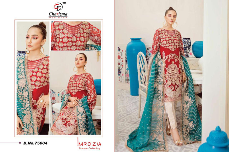 Charizma Designer Imrozia Georgette Net Embroidery Designer Pakistani Suits