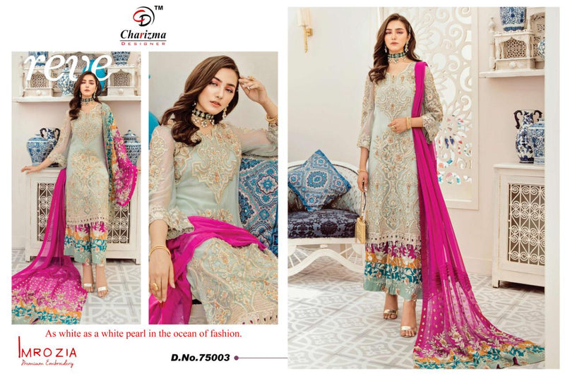 Charizma Designer Imrozia Georgette Net Embroidery Designer Pakistani Suits