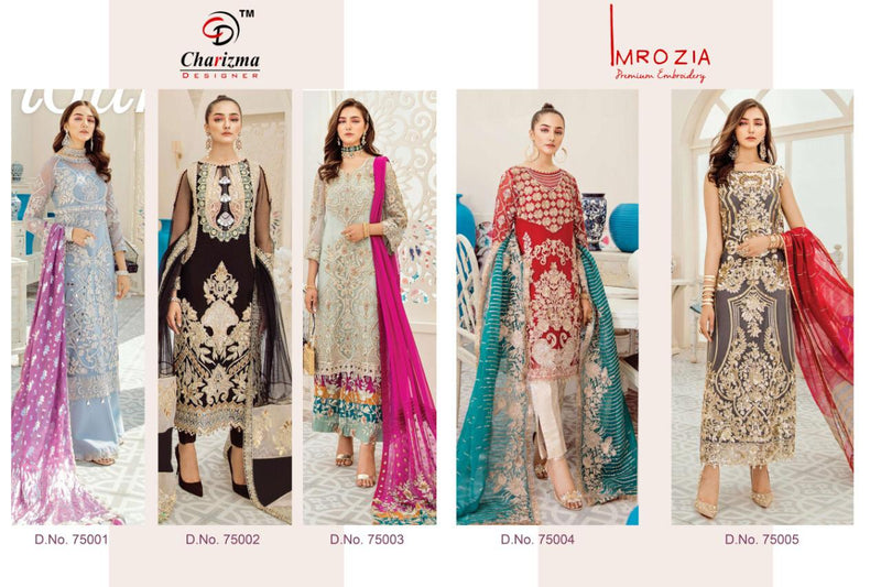 Charizma Designer Imrozia Georgette Net Embroidery Designer Pakistani Suits