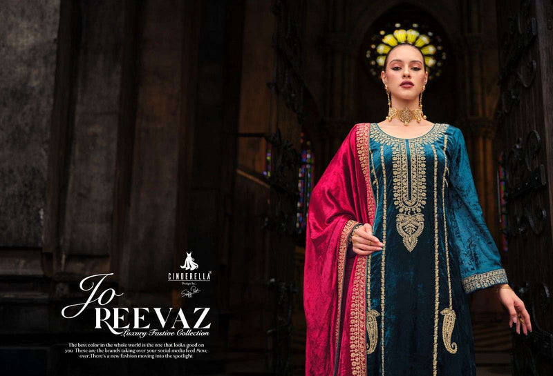 Cinderella Jo Reevaz Viscose Velvet Embroidery Heavy Pakistani Salwar Kameez