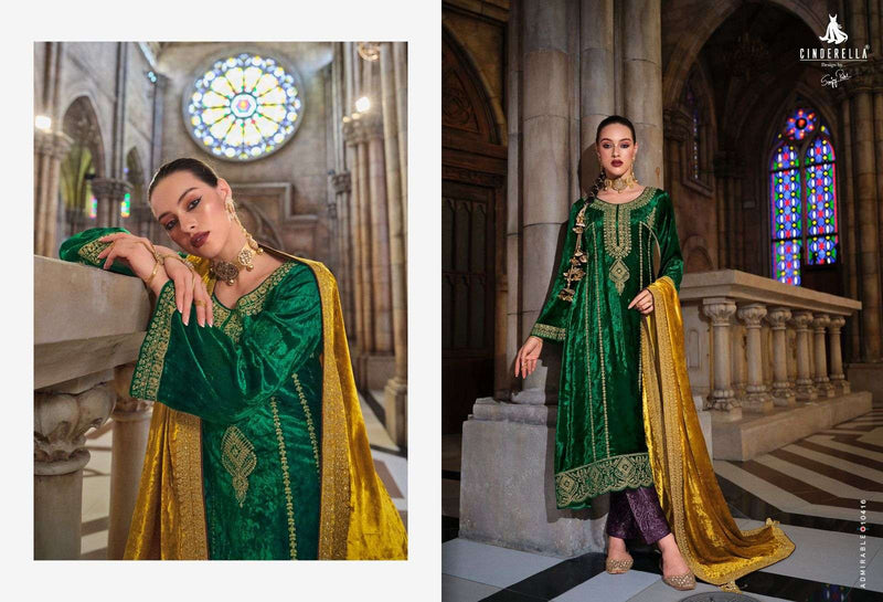 Cinderella Jo Reevaz Viscose Velvet Embroidery Heavy Pakistani Salwar Kameez