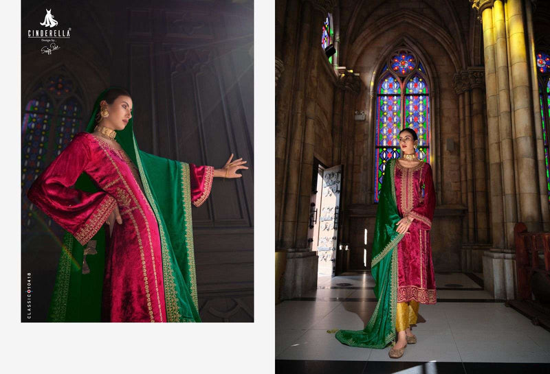 Cinderella Jo Reevaz Viscose Velvet Embroidery Heavy Pakistani Salwar Kameez