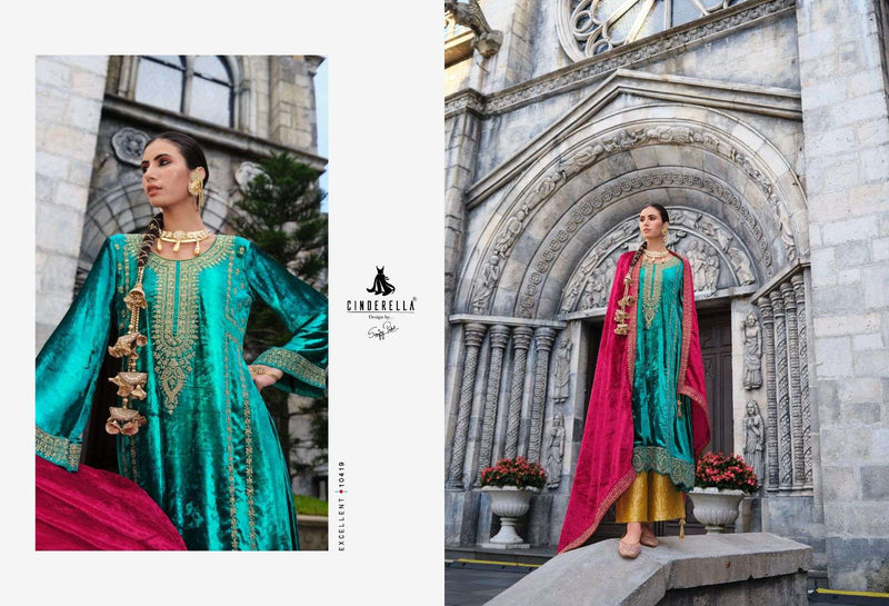 Cinderella Jo Reevaz Viscose Velvet Embroidery Heavy Pakistani Salwar Kameez