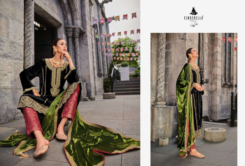 Cinderella Jo Reevaz Viscose Velvet Embroidery Heavy Pakistani Salwar Kameez